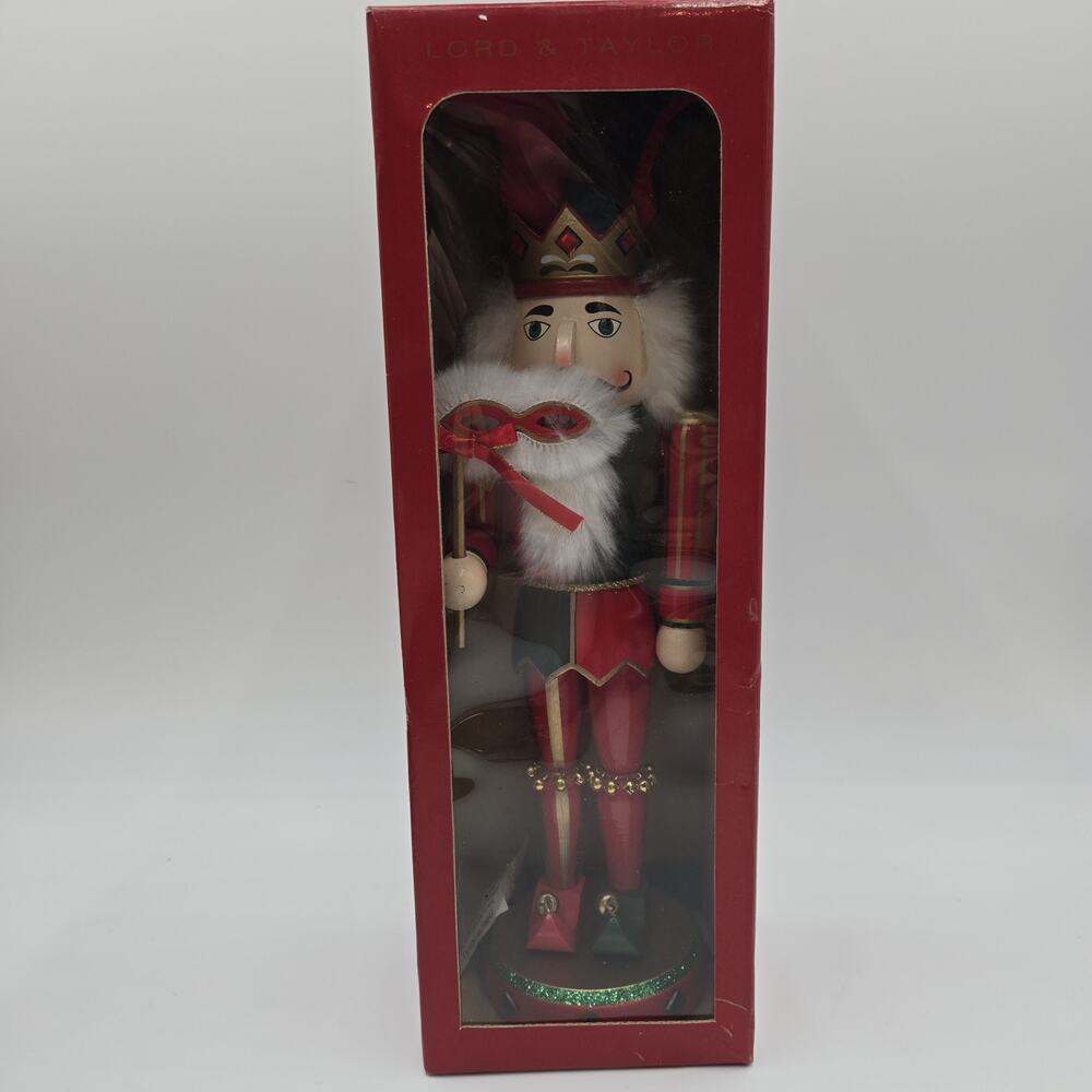 Lord & Taylor 14" Court Jester Nutcracker With Mask In Box Hard To Find